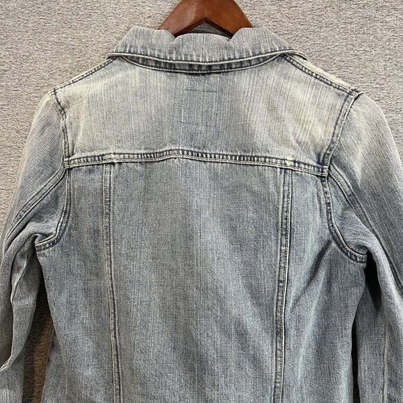 Old Navy Denim Jean Jacket Women Size Medium Blue Button Up 100% Cotton Trucker - Picture 10 of 12